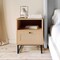 Merrick Lane Burkett Mid-Century Modern Wooden Bed Side Table/Nightstand with Drawer and Shelf